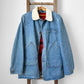 1980s LL Bean Light Wash Denim and Wool Corduroy Collar Chore Jacket with Removable Lining - S/M