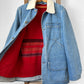 1980s LL Bean Light Wash Denim and Wool Corduroy Collar Chore Jacket with Removable Lining - S/M