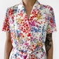 1960s Made in Canada Patterned Collared Short-Sleeve Button-Front Belted Dress