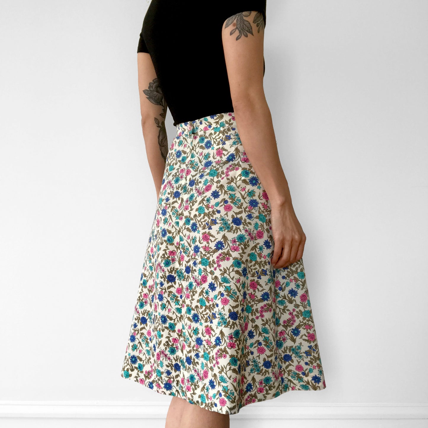 1970s Floral A-line Skirt