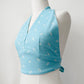 Upcycled Vintage Handmade Sky Blue and White Confetti Patterned Tied-Back Halter Crop Top