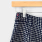 1990s Navy Houndstooth Wool-Blend High-Waisted Side-Button Pants