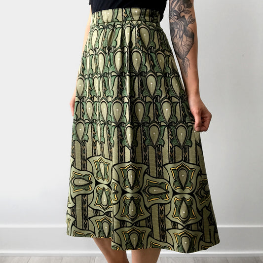 1960s Green Patterned Skirt