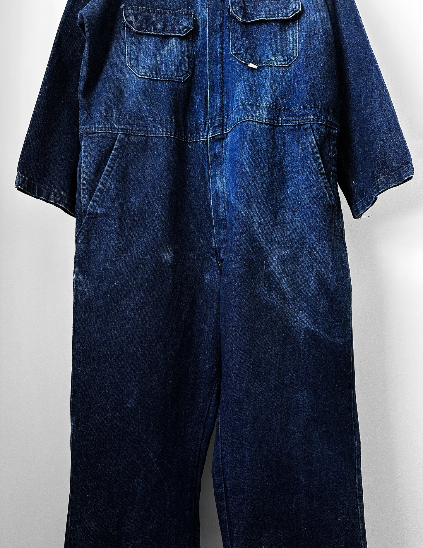 Made in Canada Dark Wash Blue Big and Tall Distressed Well-Worn Mechanics Denim Jean Coverall - Reg. 48