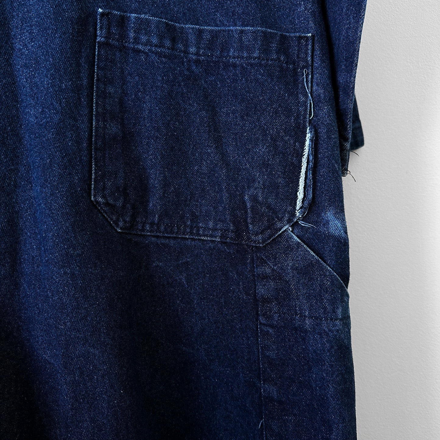 Made in Canada Dark Wash Blue Big and Tall Distressed Well-Worn Mechanics Denim Jean Coverall - Reg. 48