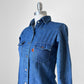 1970s Orange Tab Levi's Snap-Button Blue Jean Denim Soft Chambray Shirt - XS