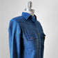 1970s Orange Tab Levi's Snap-Button Blue Jean Denim Soft Chambray Shirt - XS