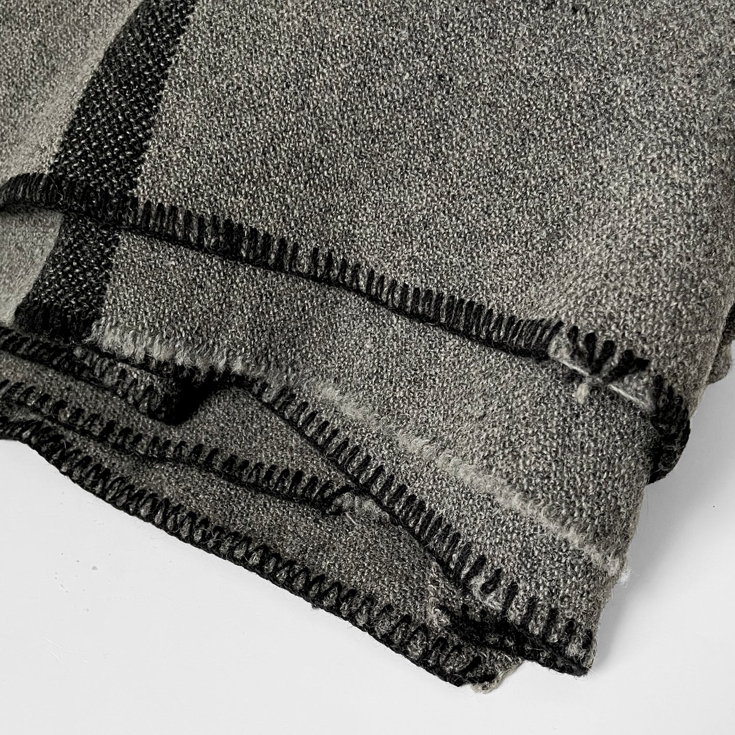 Grey and Black Striped Military Wool Blanket