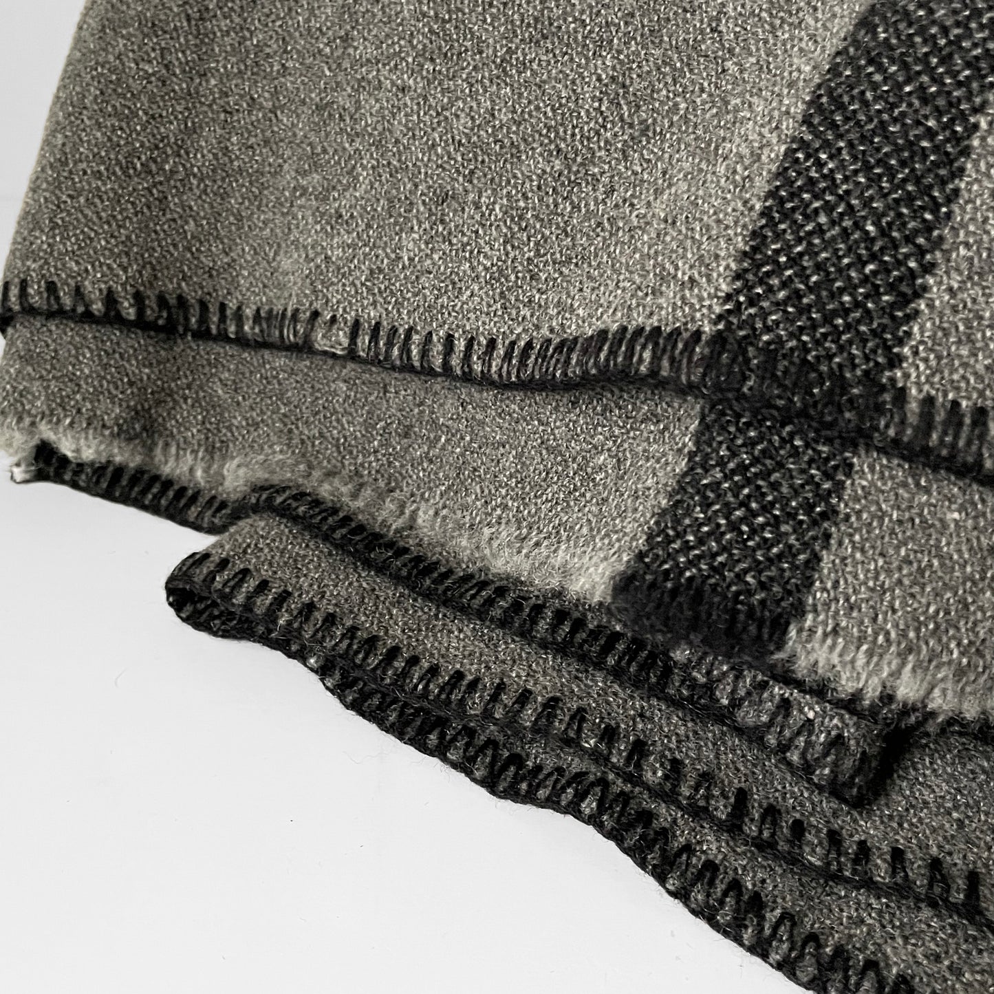 Grey and Black Striped Military Wool Blanket