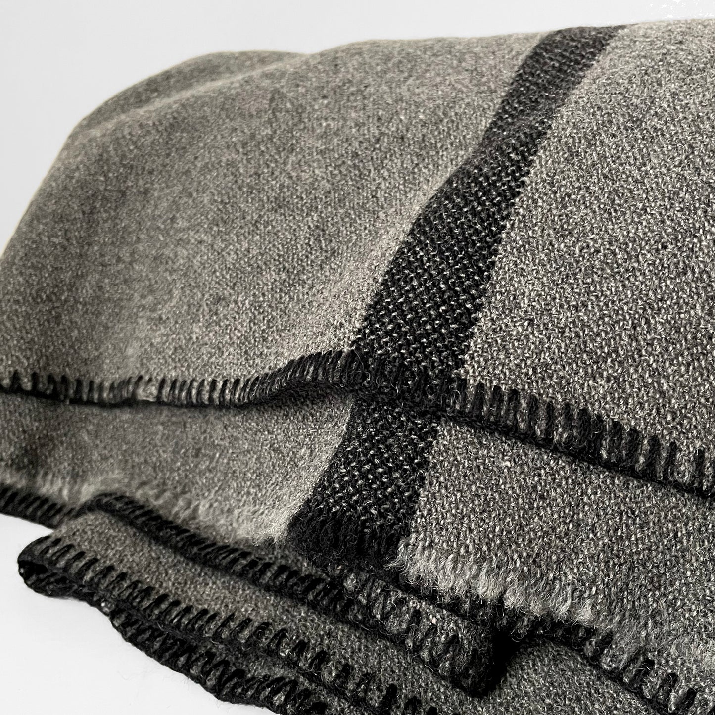 Grey and Black Striped Military Wool Blanket