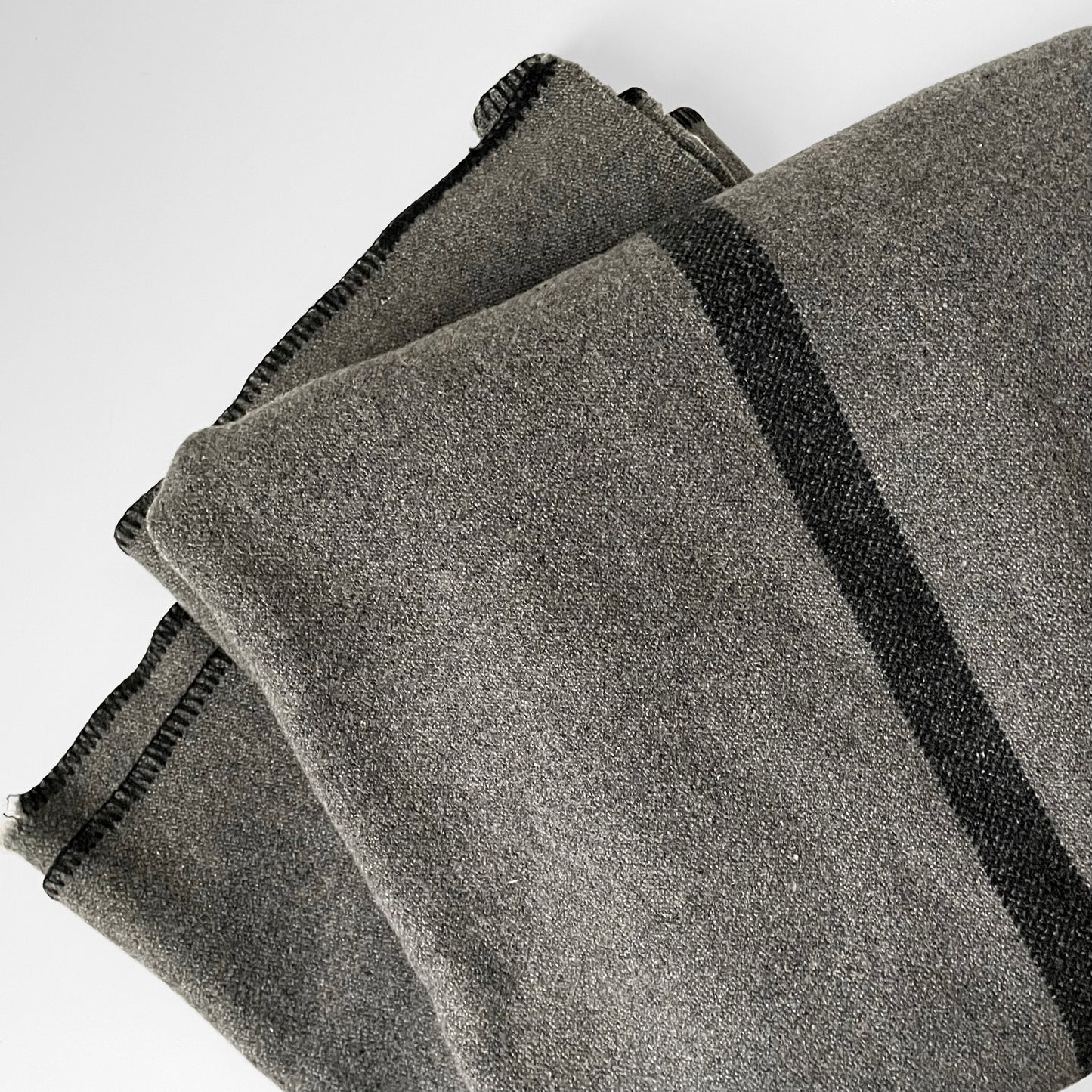 Grey and Black Striped Military Wool Blanket