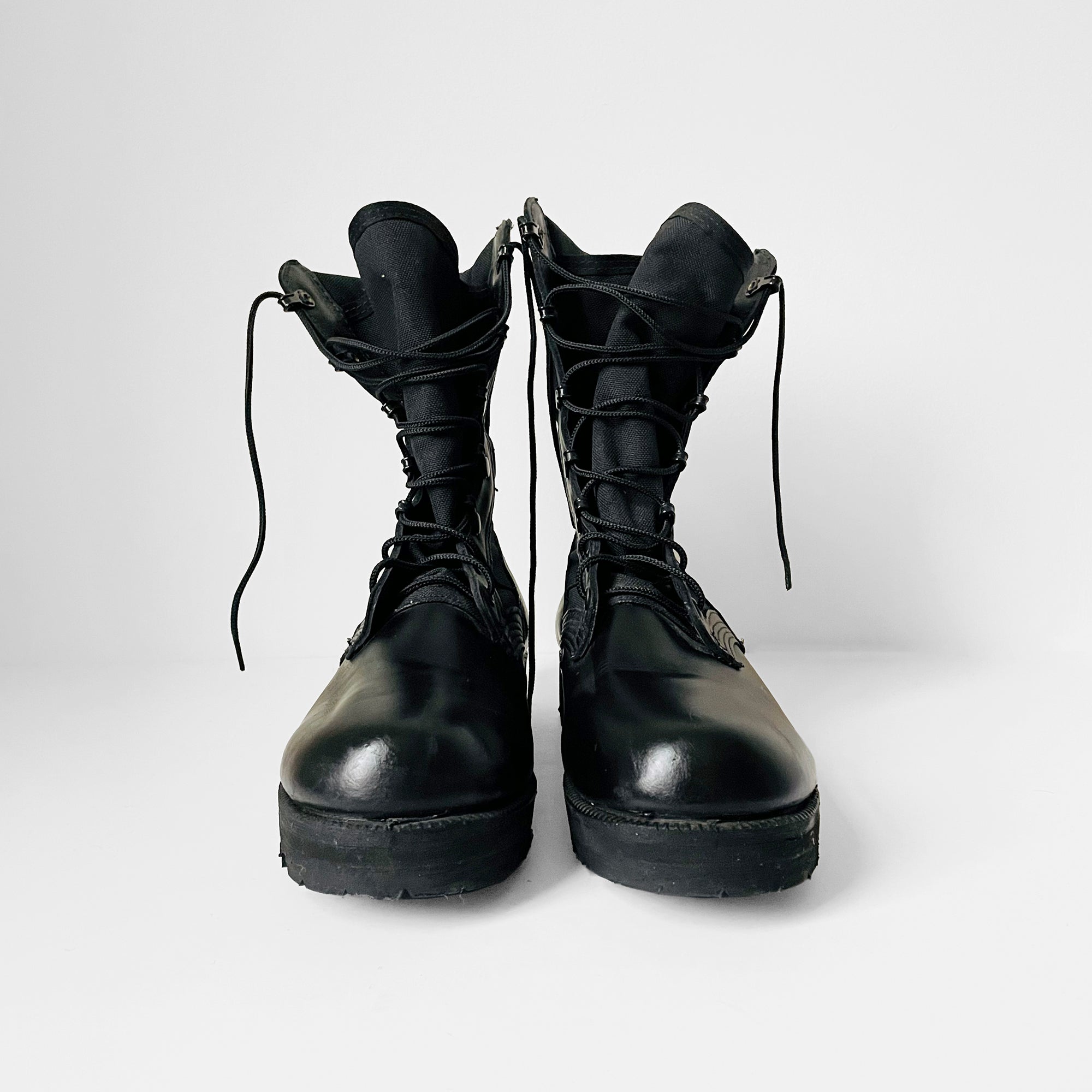 Made in the USA Wellco Black Leather and Canvas Military Combat
