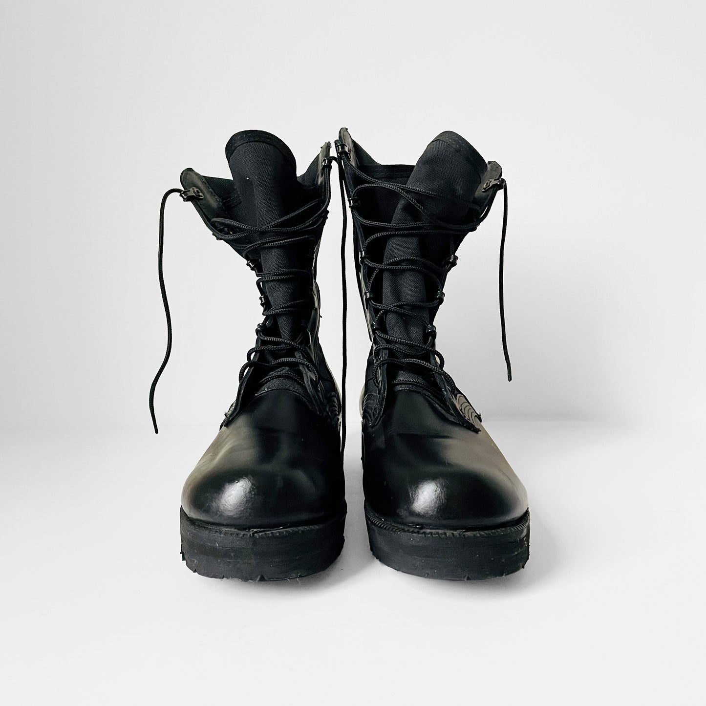 Made in the USA Wellco Black Leather and Canvas Military Combat Lace-Up Boots