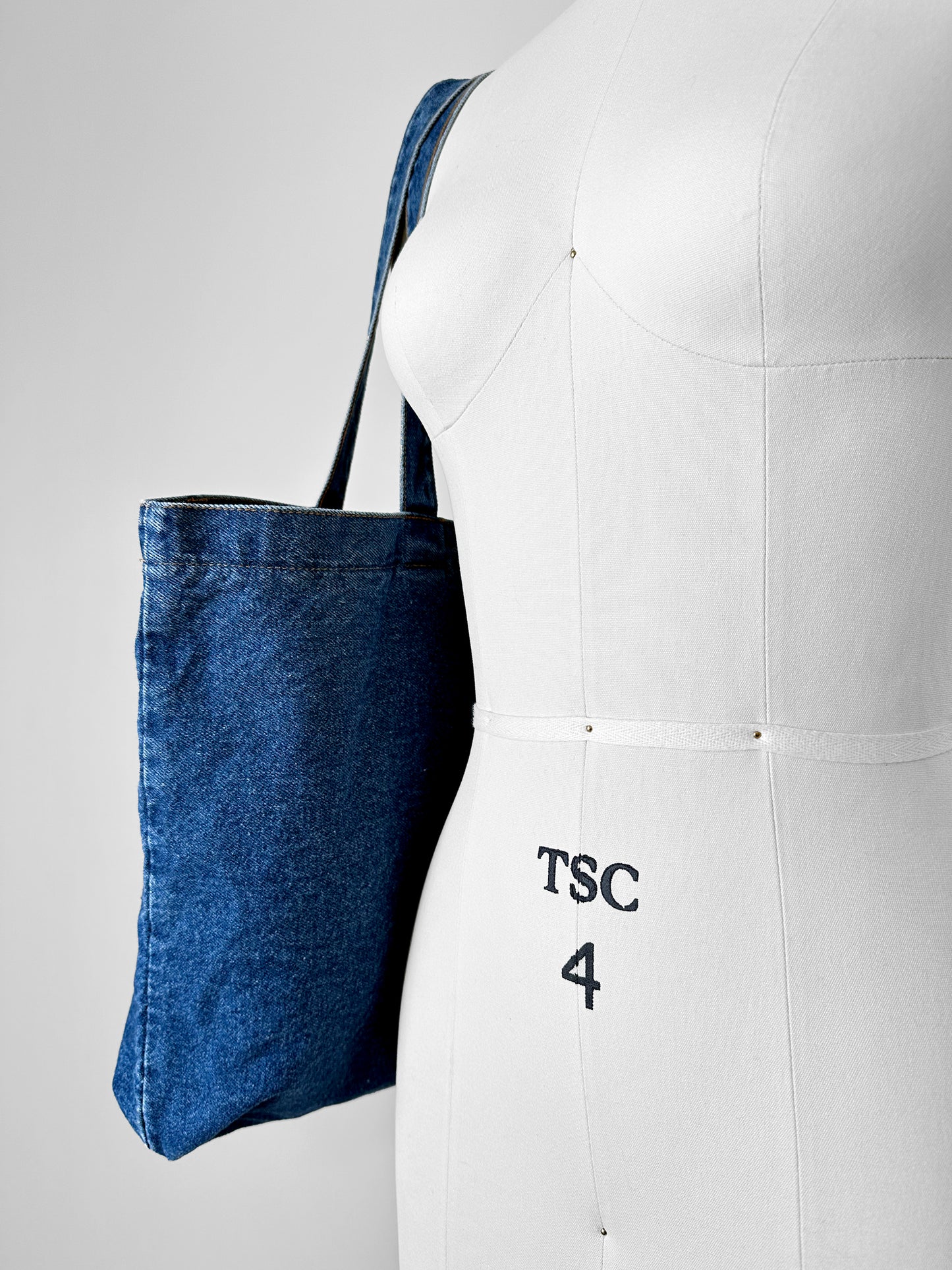 Dark Wash Denim Top Handle Tote Bag