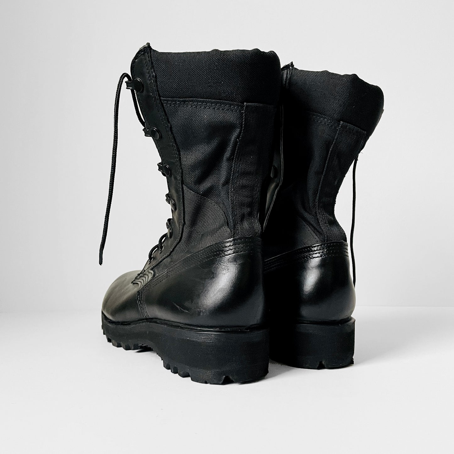 Made in the USA Wellco Black Leather and Canvas Military Combat Lace-Up Boots