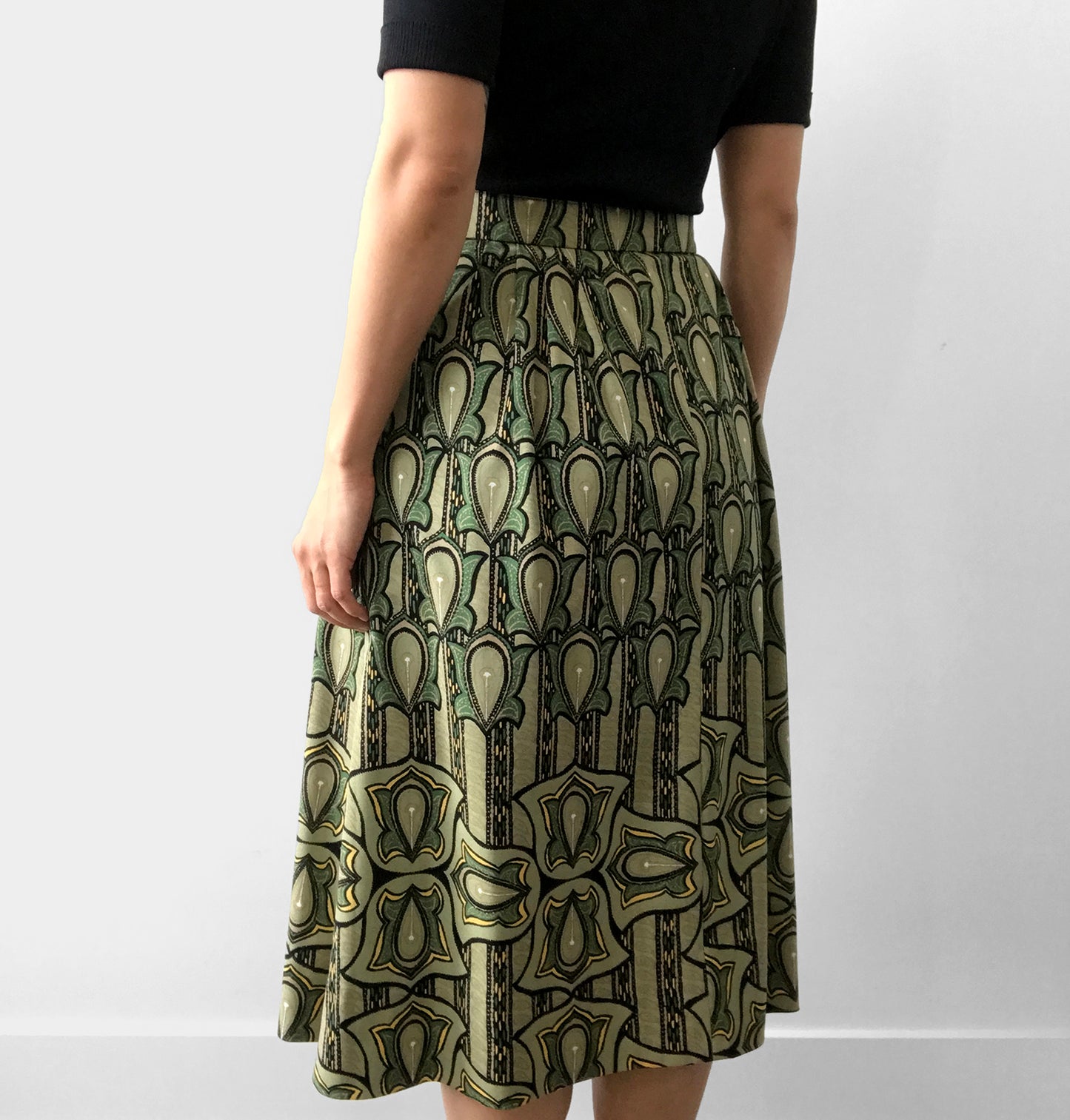 1960s Green Patterned Skirt