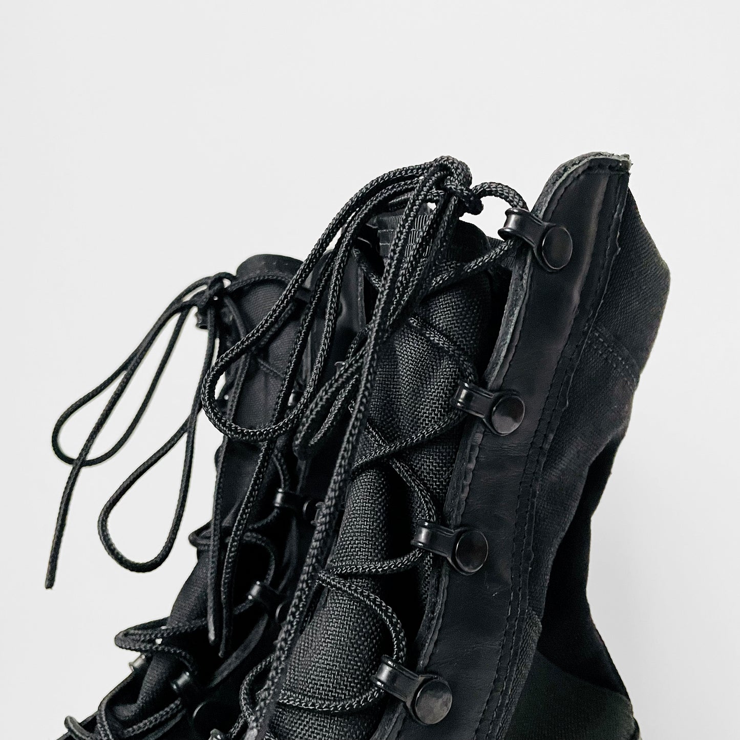 Made in the USA Wellco Black Leather and Canvas Military Combat Lace-Up Boots