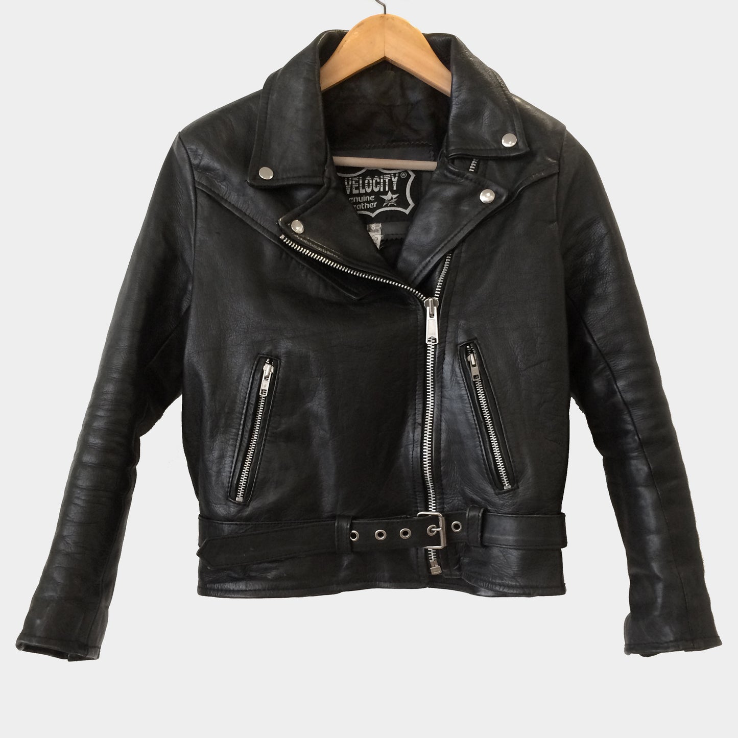 1970s Black Leather Biker Jacket