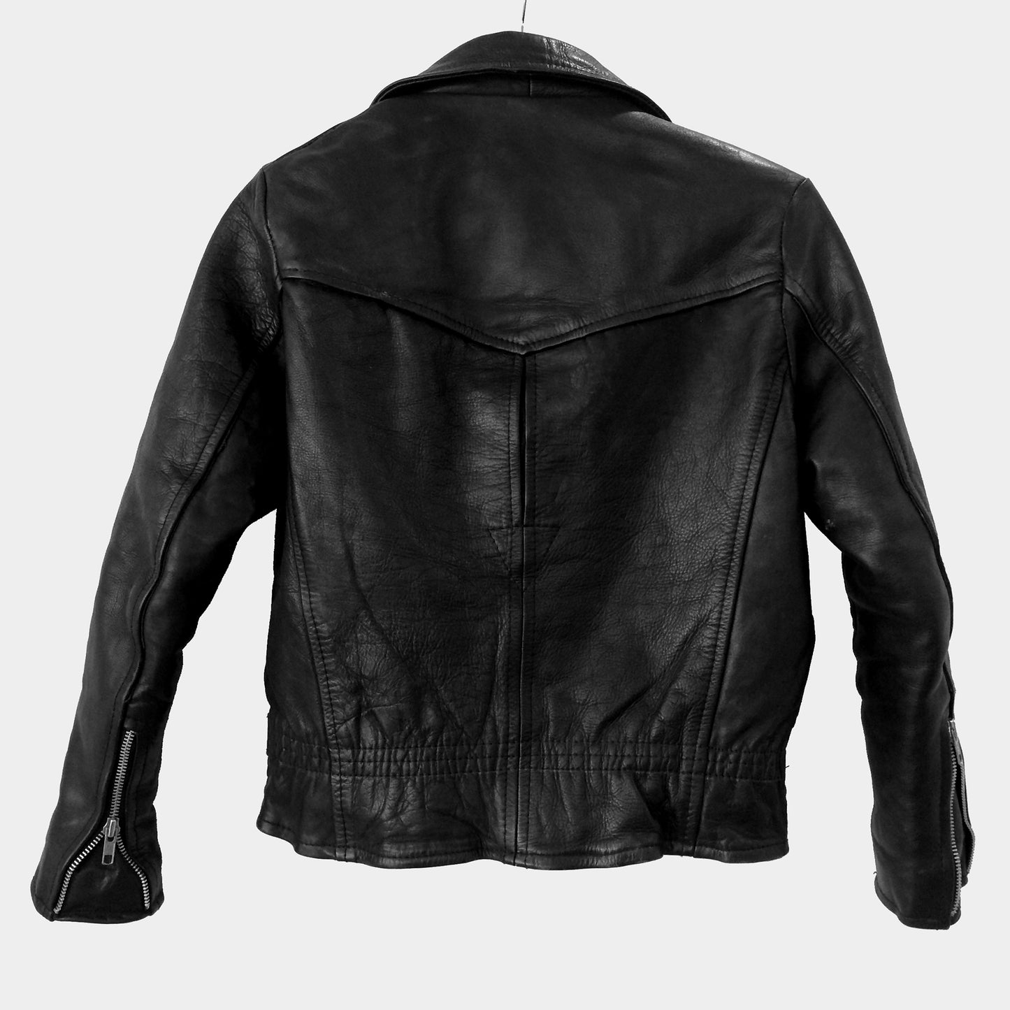 1970s Black Leather Biker Jacket