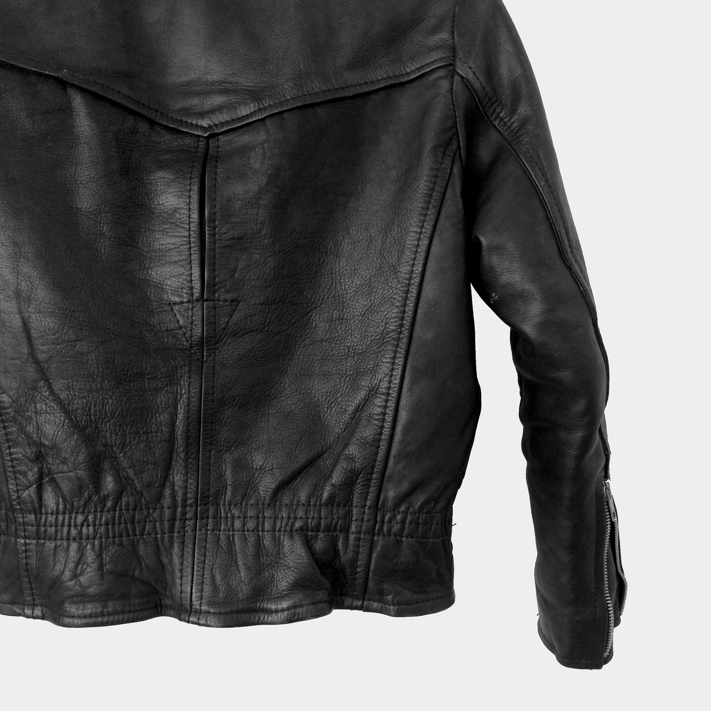 1970s Black Leather Biker Jacket