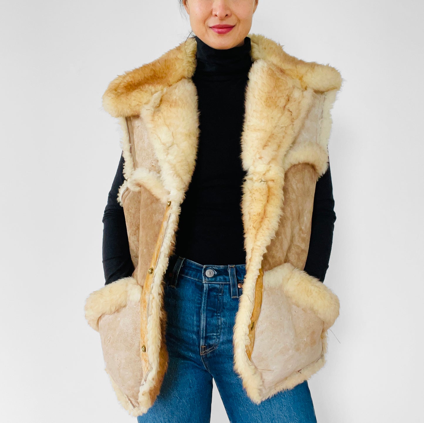 1970s Caribou Clothing Made in Canada Fur Snap-Button Vest