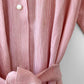 Red and White Striped Rose Embroidered Collared Button-Front Belted Housedress
