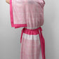 1980s Pink Lightweight Stripe Belted Elastic Waist Dress