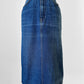 1980s Gitano Knee-Length Well-Worn Distressed Blue Jean Denim Skirt - Waist 28