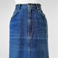 1980s Gitano Knee-Length Well-Worn Distressed Blue Jean Denim Skirt - Waist 28