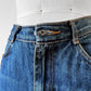 1980s Gitano Knee-Length Well-Worn Distressed Blue Jean Denim Skirt - Waist 28