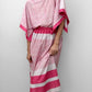 1980s Pink Lightweight Stripe Belted Elastic Waist Dress