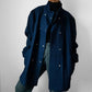1980s Navy Blue Heavy Wool Snap Button Jacket Coat - O/S