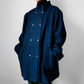 1980s Navy Blue Heavy Wool Snap Button Jacket Coat - O/S