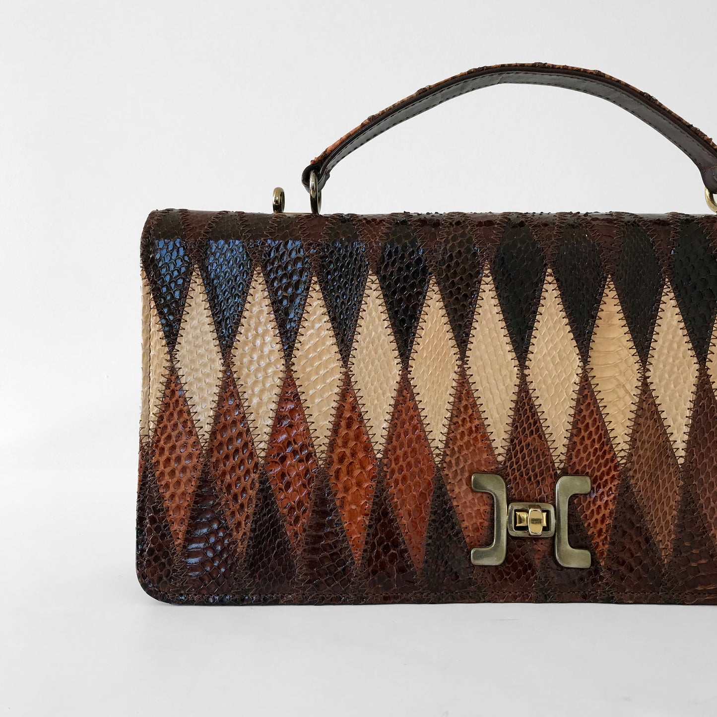 1950s - 1960s Made in England Birks Snakeskin Leather Handbag