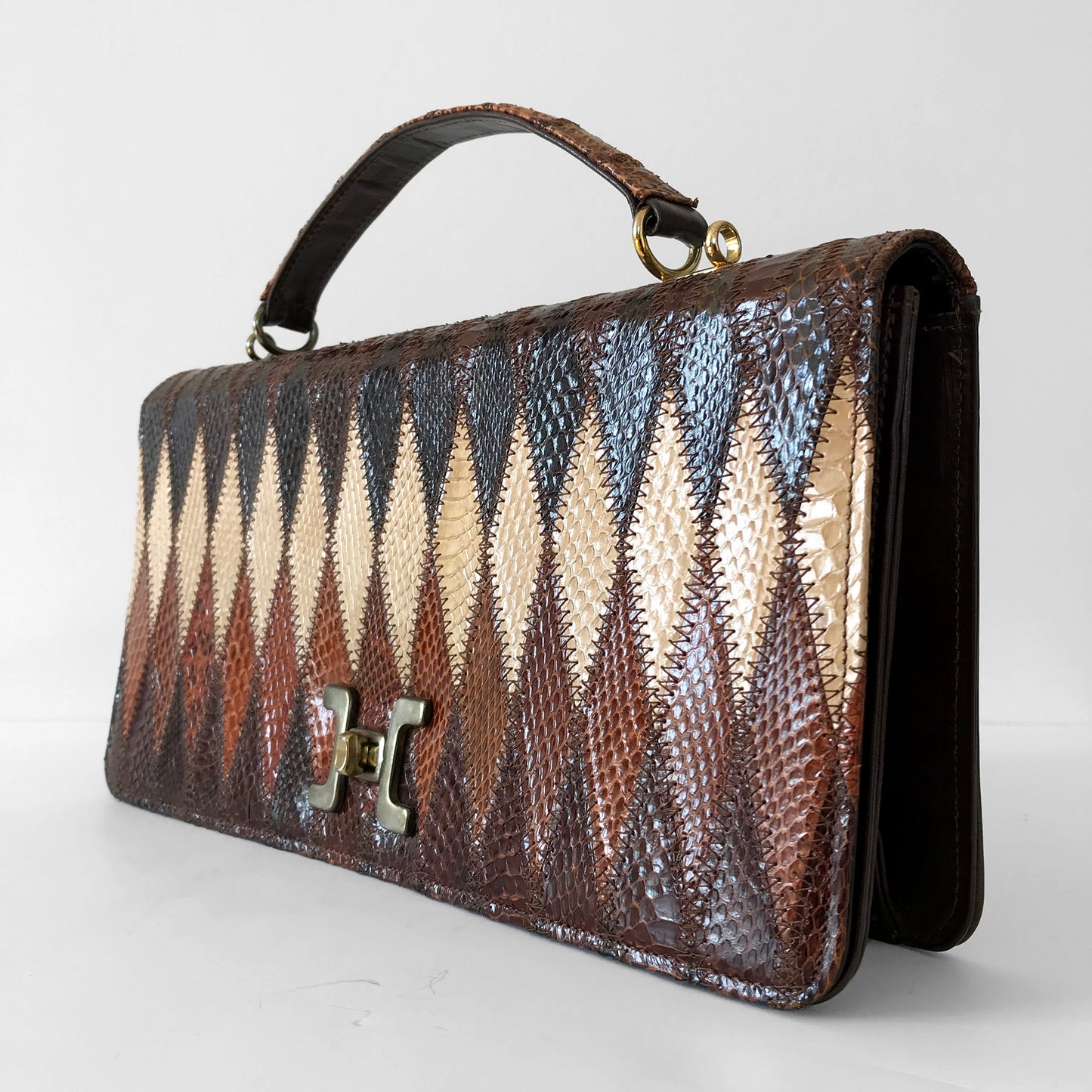 1950s - 1960s Made in England Birks Snakeskin Leather Handbag