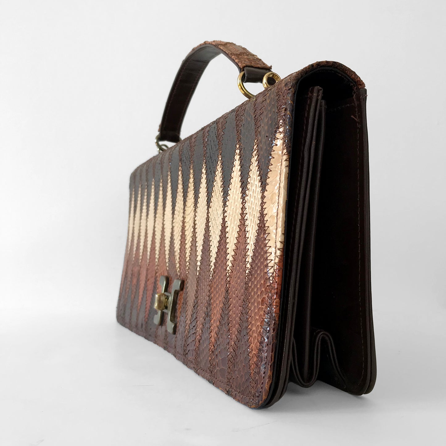 1950s - 1960s Made in England Birks Snakeskin Leather Handbag