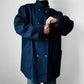 1980s Navy Blue Heavy Wool Snap Button Jacket Coat - O/S