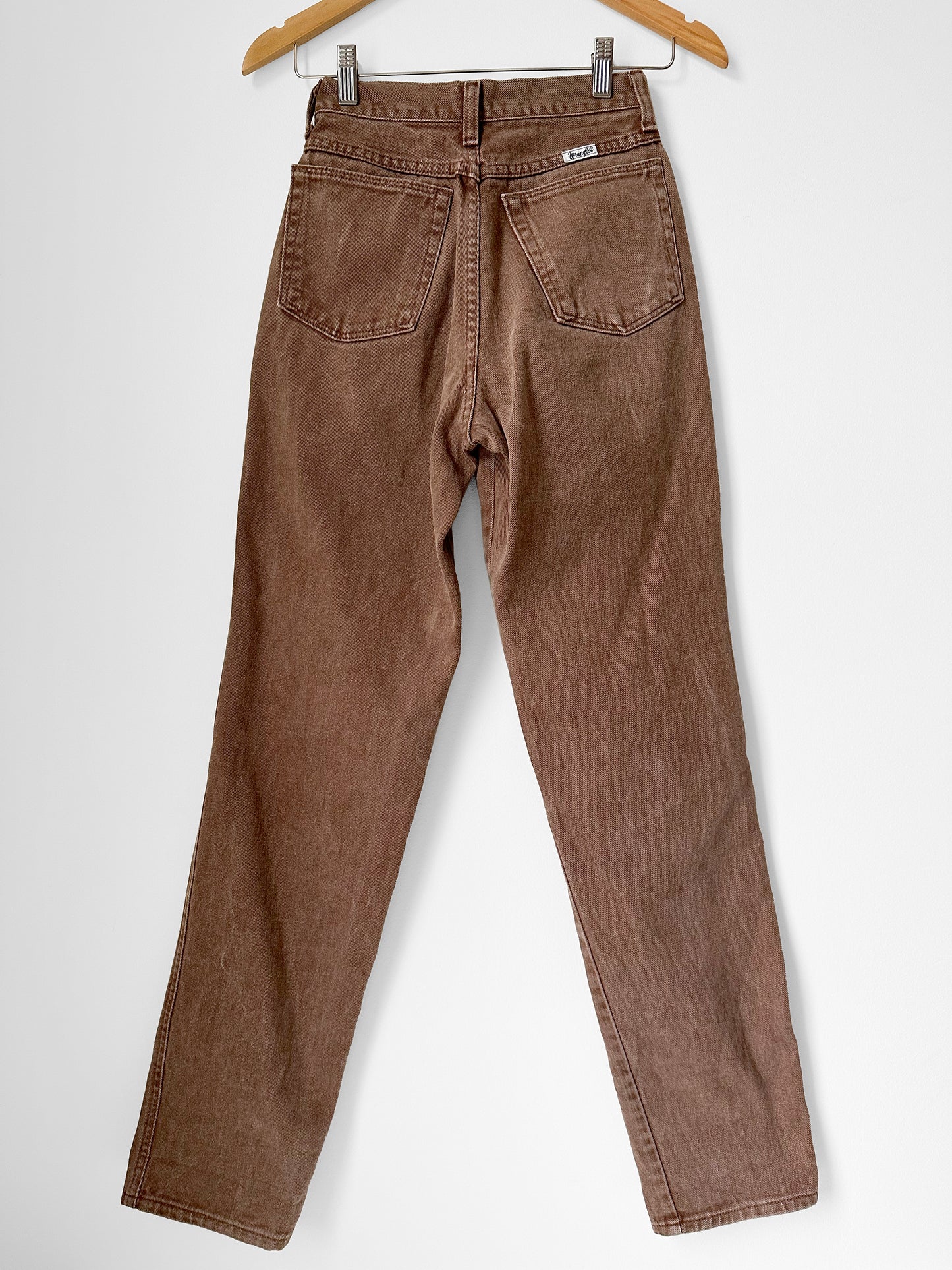 1980s - 1990s Button Fly Faded Rust Brown Tapered Leg High-Waisted Denim Jeans - Waist 24.5