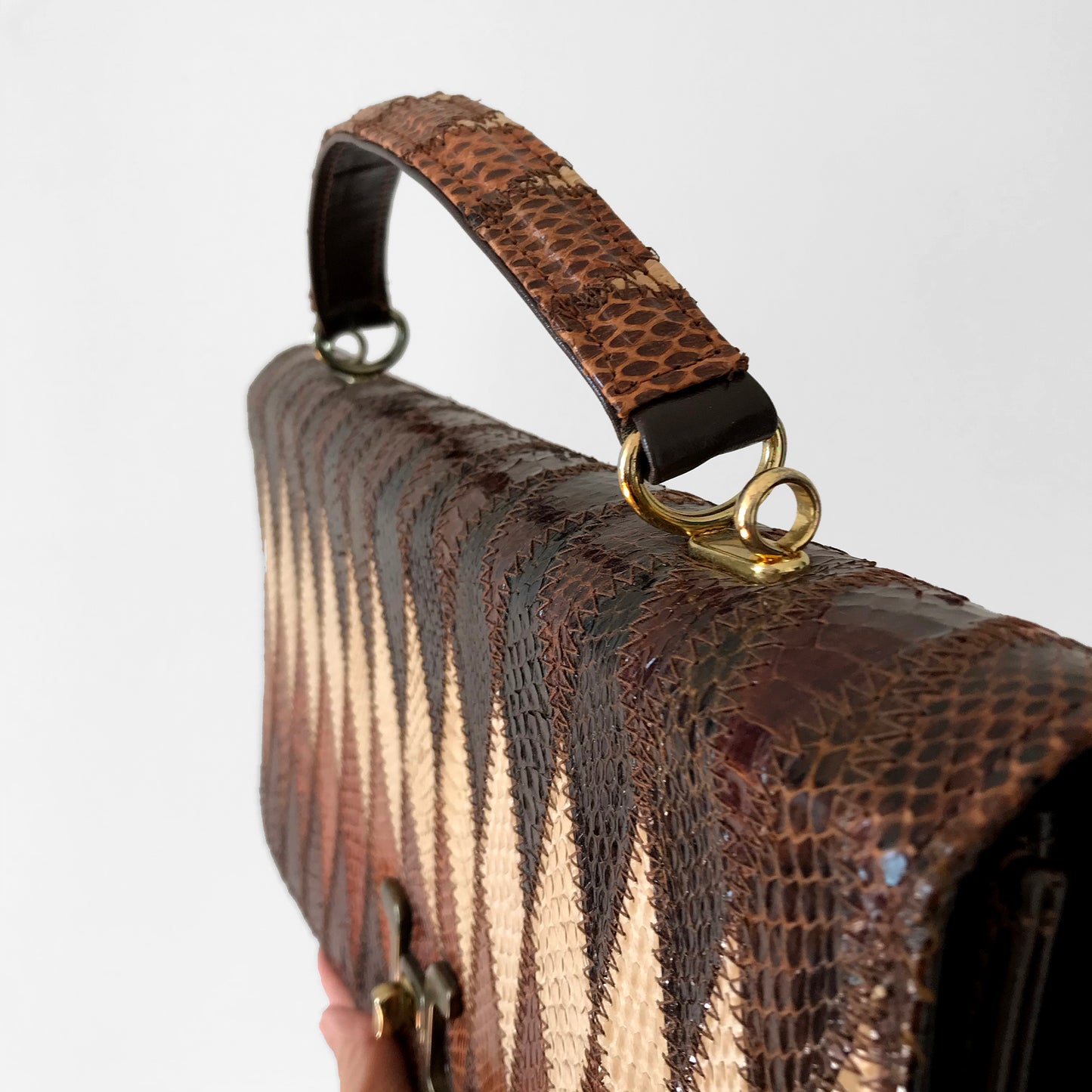 1950s - 1960s Made in England Birks Snakeskin Leather Handbag