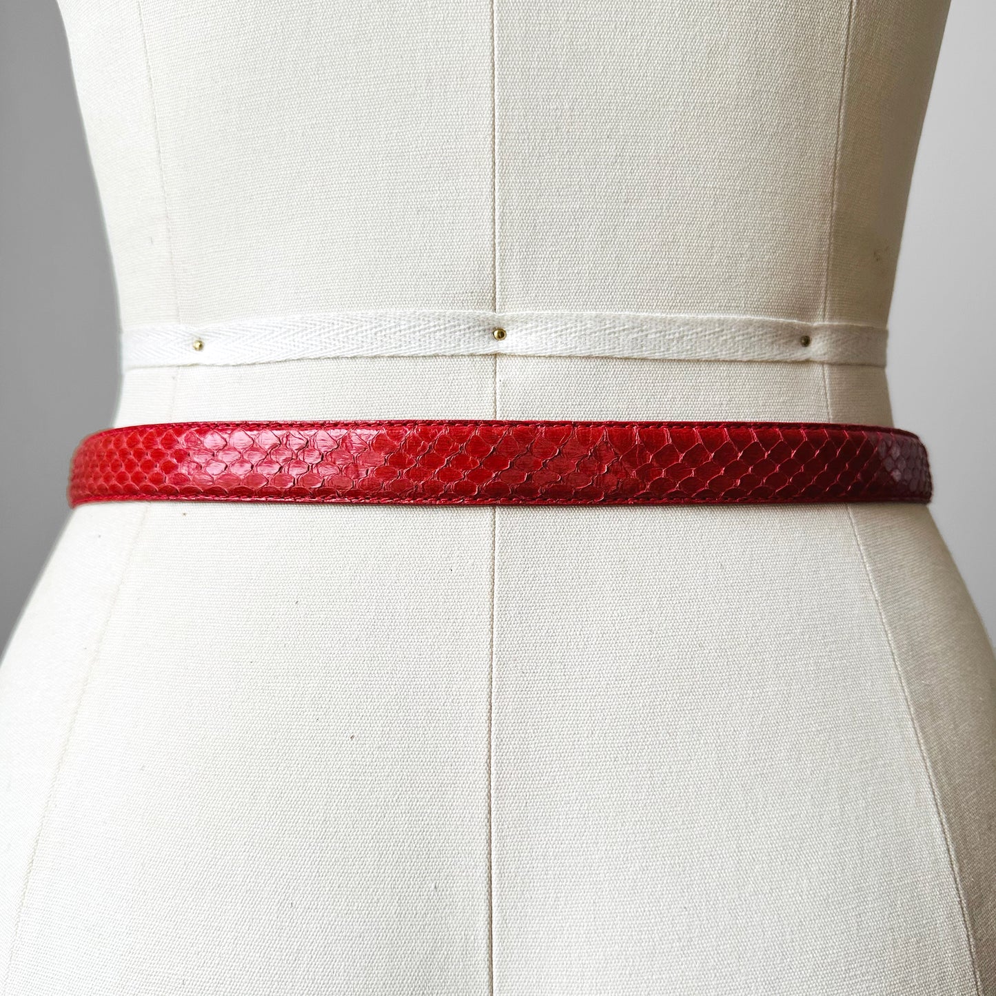 1980s Red Snakeskin Leather Belt - Sz. 25.5-28.5