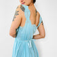 1960s Blue Turquoise Lace Sweetheart Neck Belted Slip Night Dress - S/M