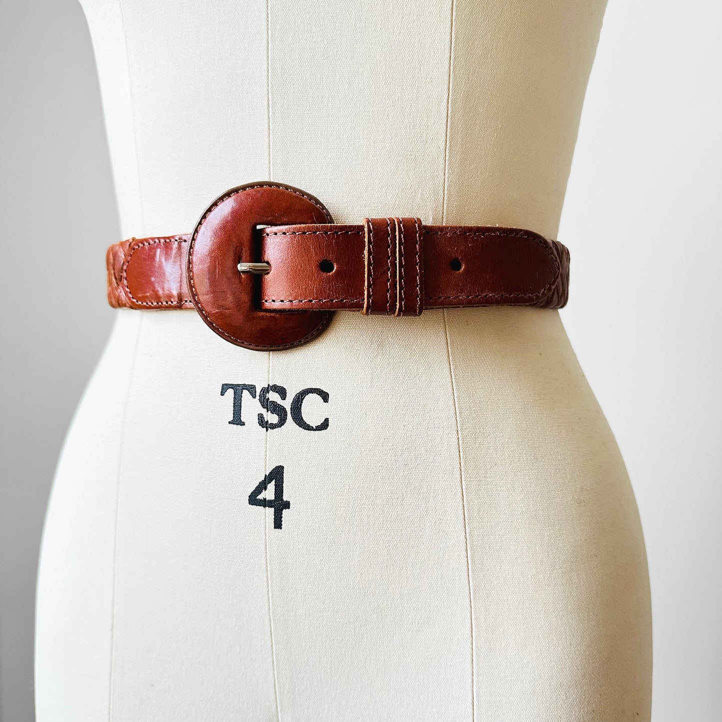 1990s Tobacco Brown Woven Braided True Waist Belt - Sz. 25-28.75