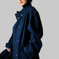 1980s Navy Blue Heavy Wool Snap Button Jacket Coat - O/S
