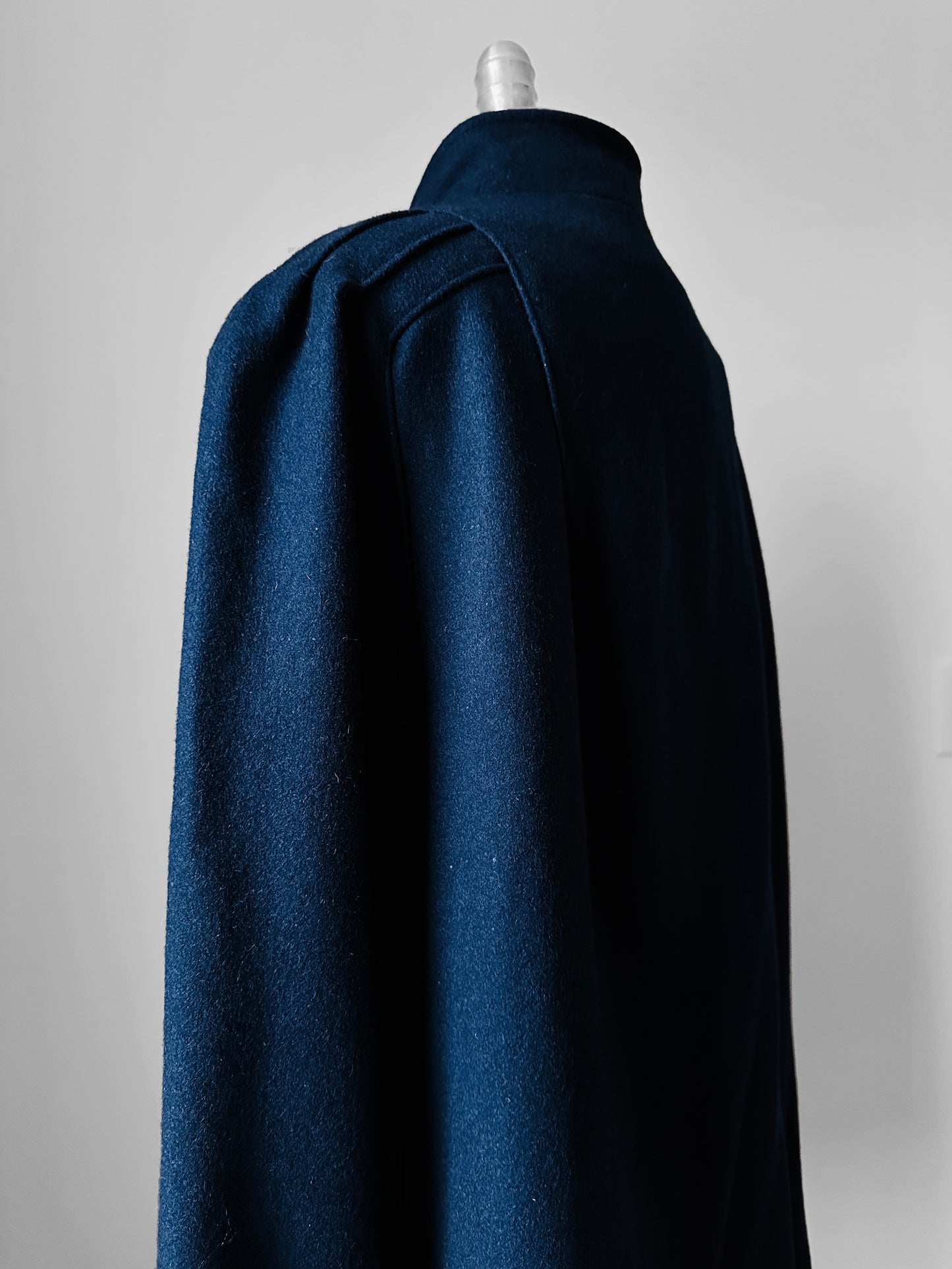 1980s Navy Blue Heavy Wool Snap Button Jacket Coat - O/S