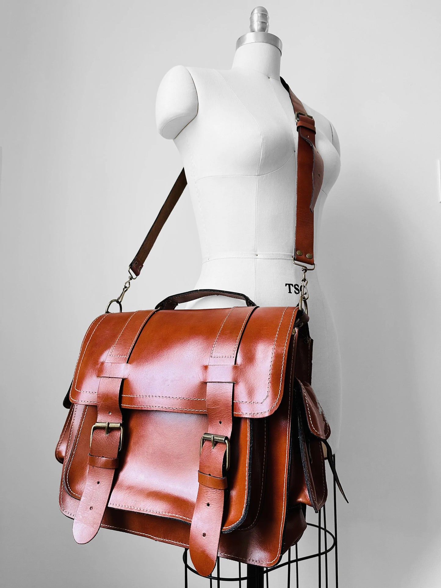 70s Dark Tobacco Toned Leather Satchel Bag