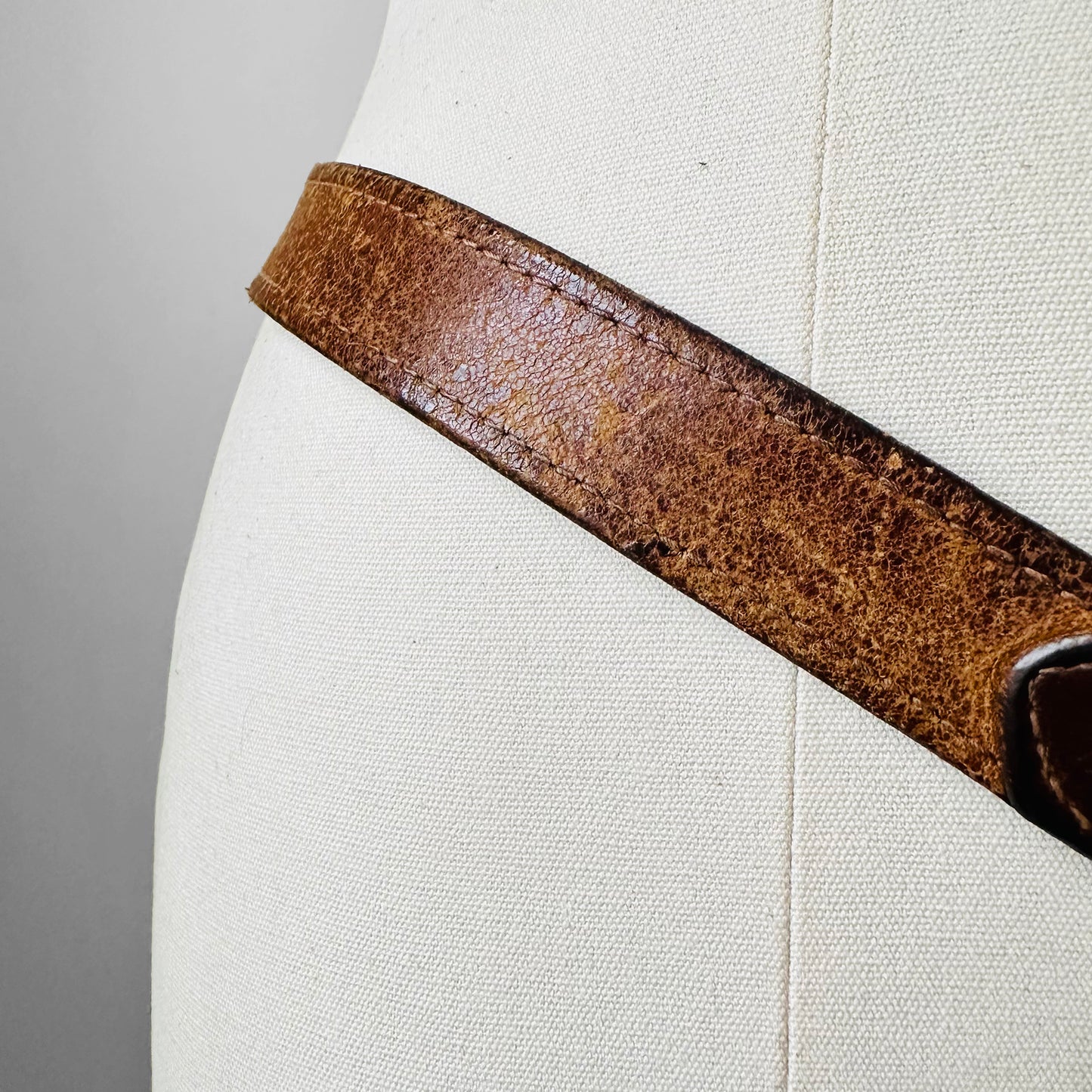 Brown Well-Worn Leather Belt - Sz. 36.5-39.75