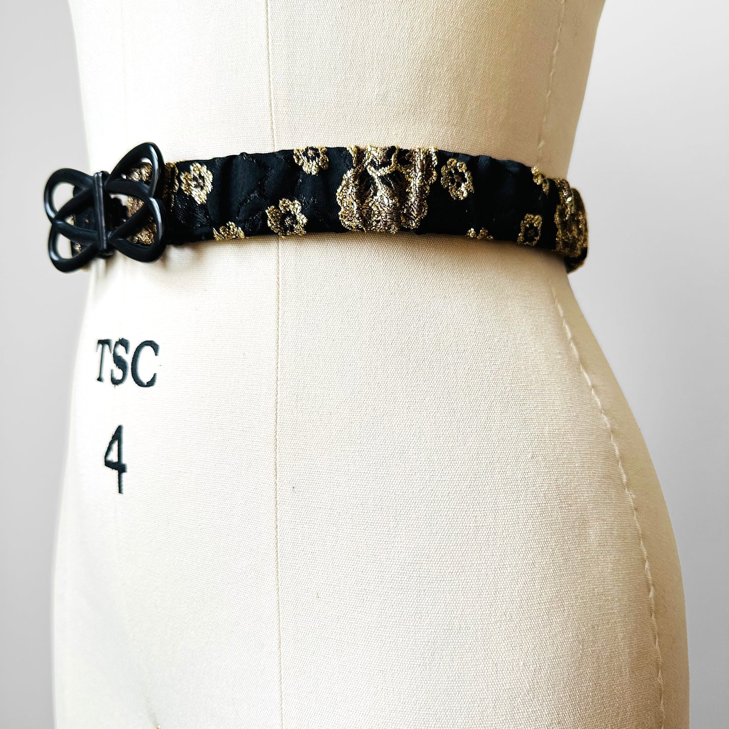 1980s Black and Gold Butterfly Stretch Belt - Sz. 31-34