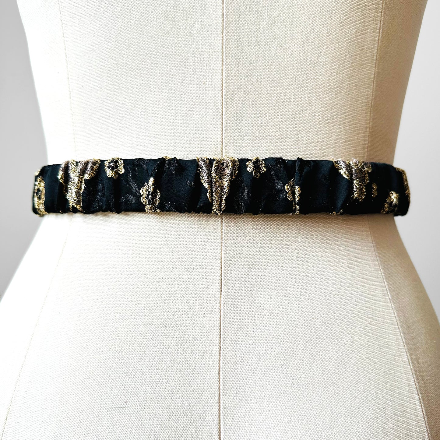 1980s Black and Gold Butterfly Stretch Belt - Sz. 31-34