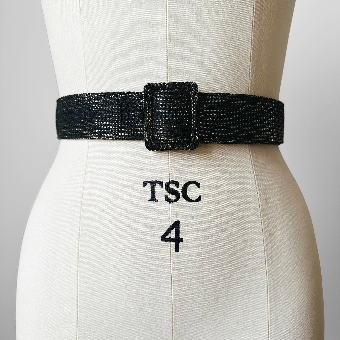 Black Gold Metallic Thread True Waist Belt - Sz. 28.5