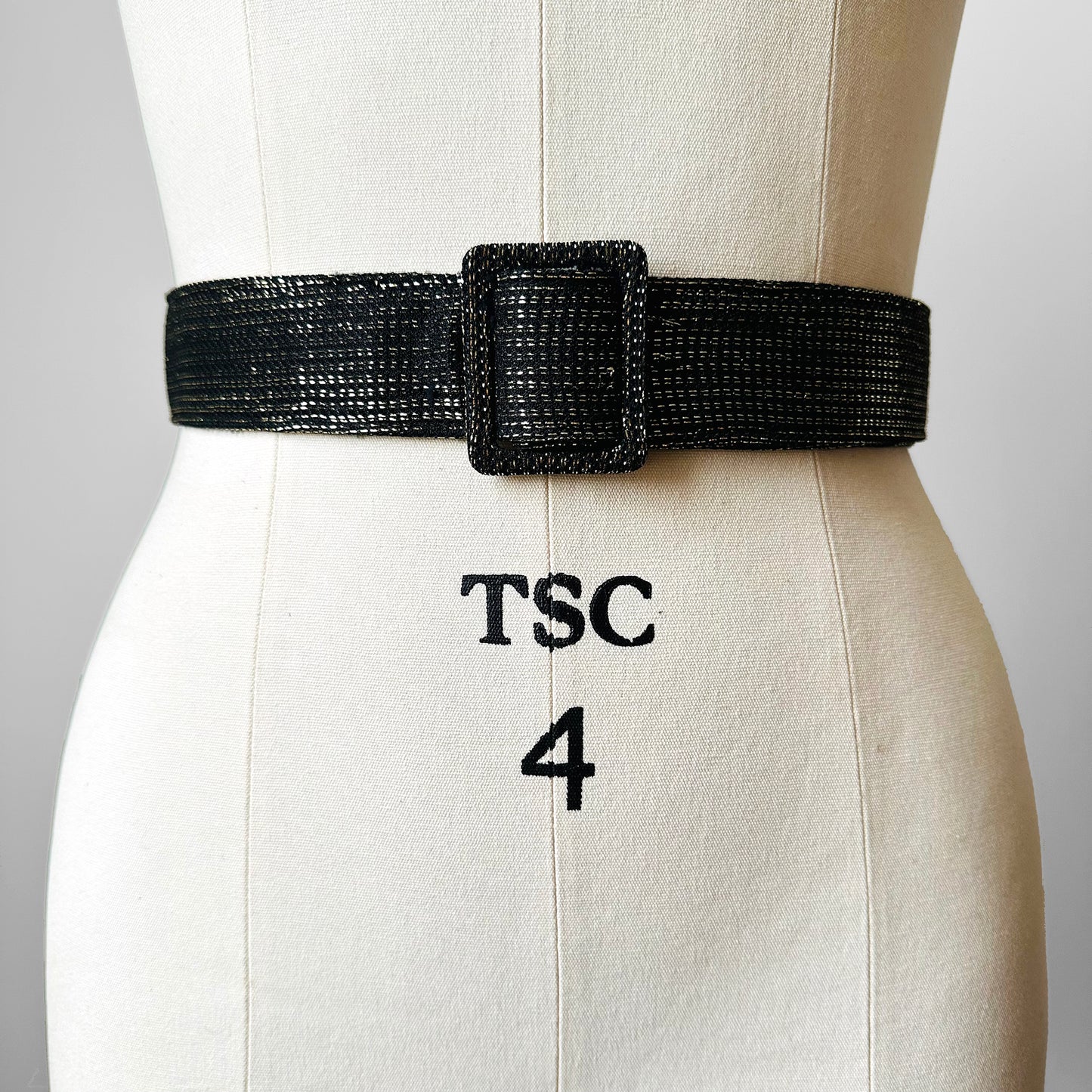 Black Gold Metallic Thread True Waist Belt - Sz. 28.5